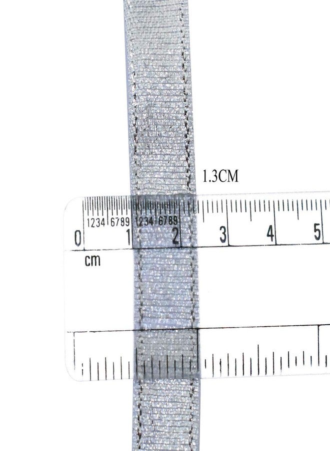 Embroiderymaterial Metallic Sparkly Ribbon Lace for Craft, Embroidery and Decorations 5 Rolls (Silver, 1.3CM, 125 Mtr) - Image 2